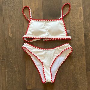 Shein red/off white swimsuit